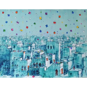 Zahid Saleem, 36 x 48 Inch, Acrylic on Canvas, Cityscape Painting, AC-ZS-177